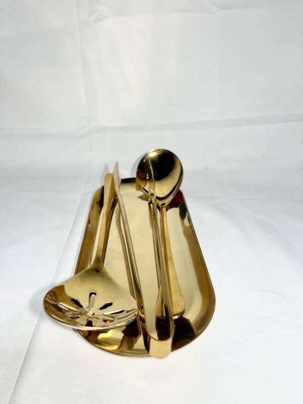 set of spoon in gold (spoon,strainer,tong,tray) - Image 3