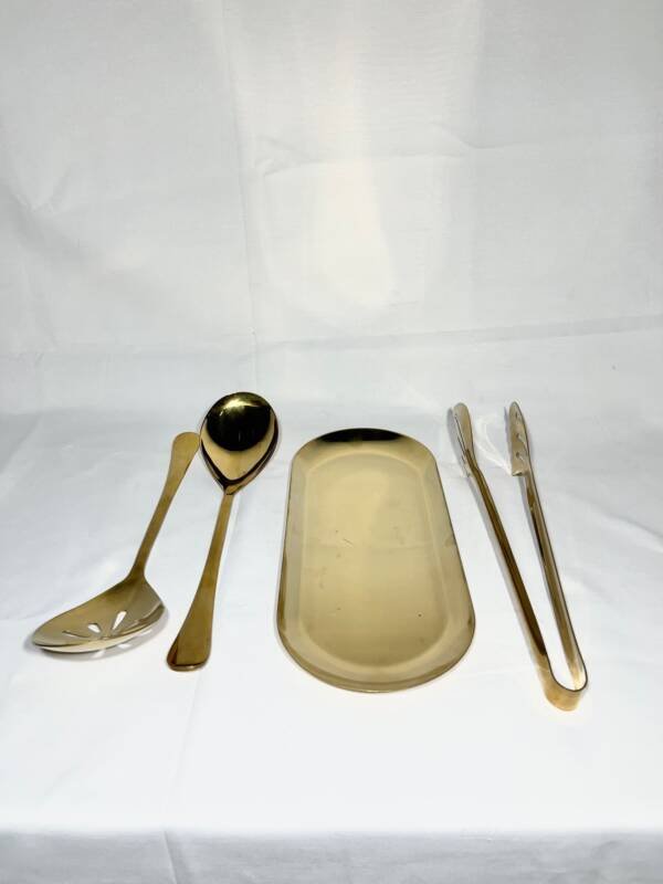 set of spoon in gold (spoon,strainer,tong,tray) - Image 4