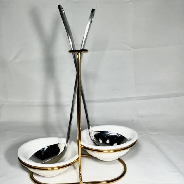 SET OF SPOON & STRAINER IN silver(CERAMIC)
